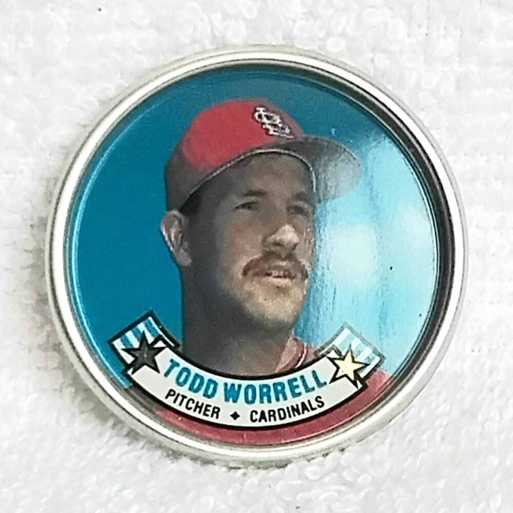 3/$20 Vintage & Mint 1988 Topps MLB Todd Worrell 1/2" Metal Coin 60/60!!